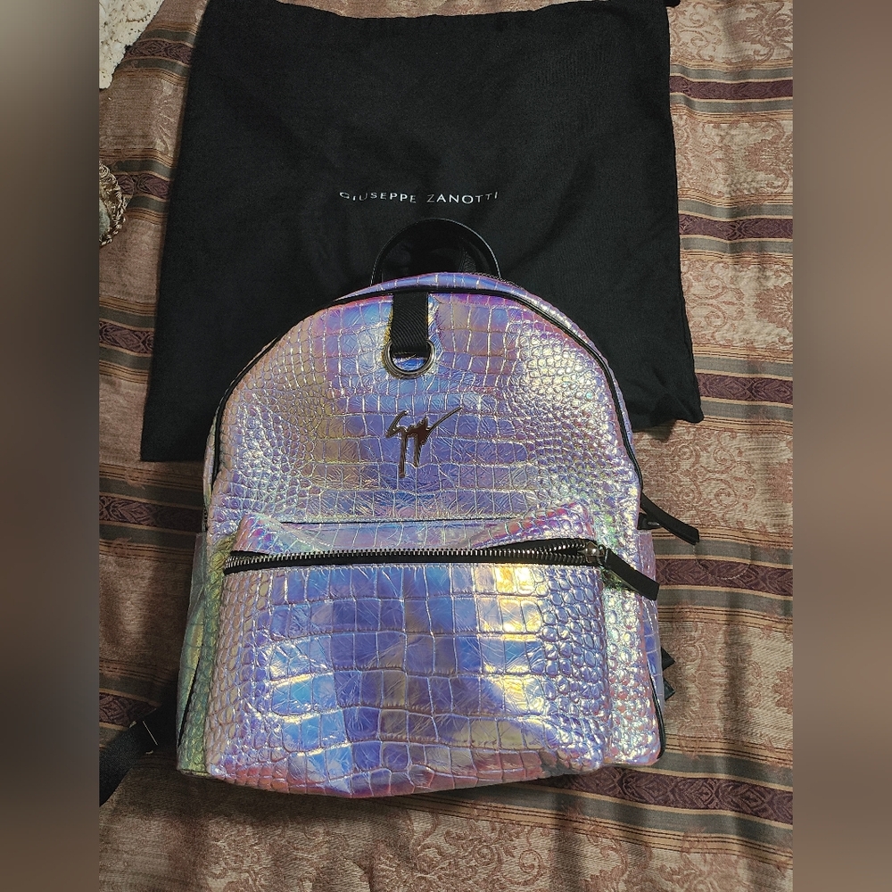 Giuseppe Zanotti Croc Embossed Iridescent Backpack